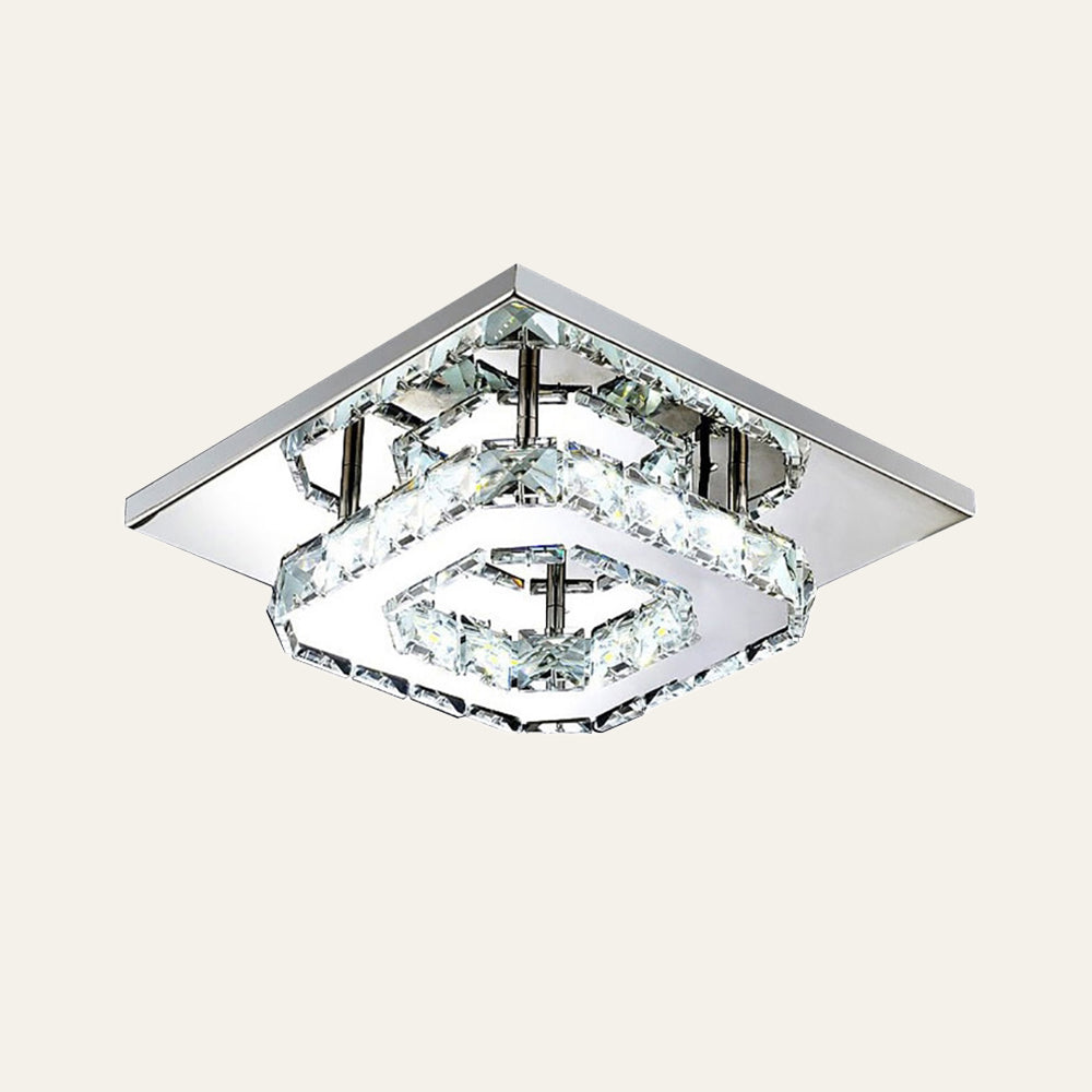 Lámpara de techo LED de cristal para fácil instalación, ambiente luminoso y moderno en cualquier sala.