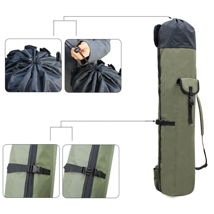 Bolsa organizadora de pesca para cañas y aparejos, protege el equipo y es fácil de llevar al aire libre.
