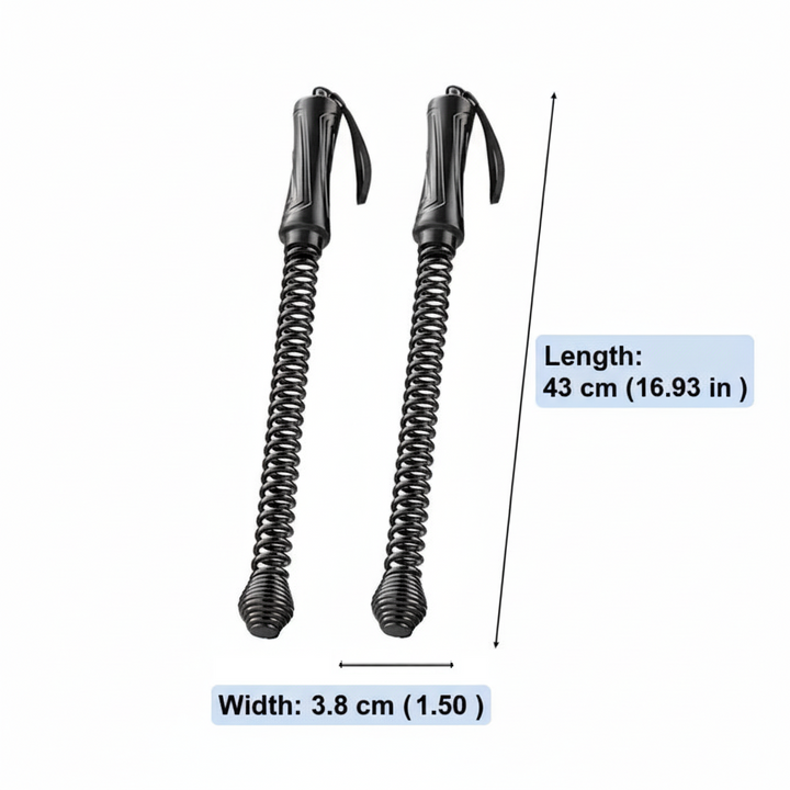 Persona haciendo ejercicio con cuerda de batalla inalámbrica, mejorando fuerza y resistencia. Ideal para entrenamiento fitness.