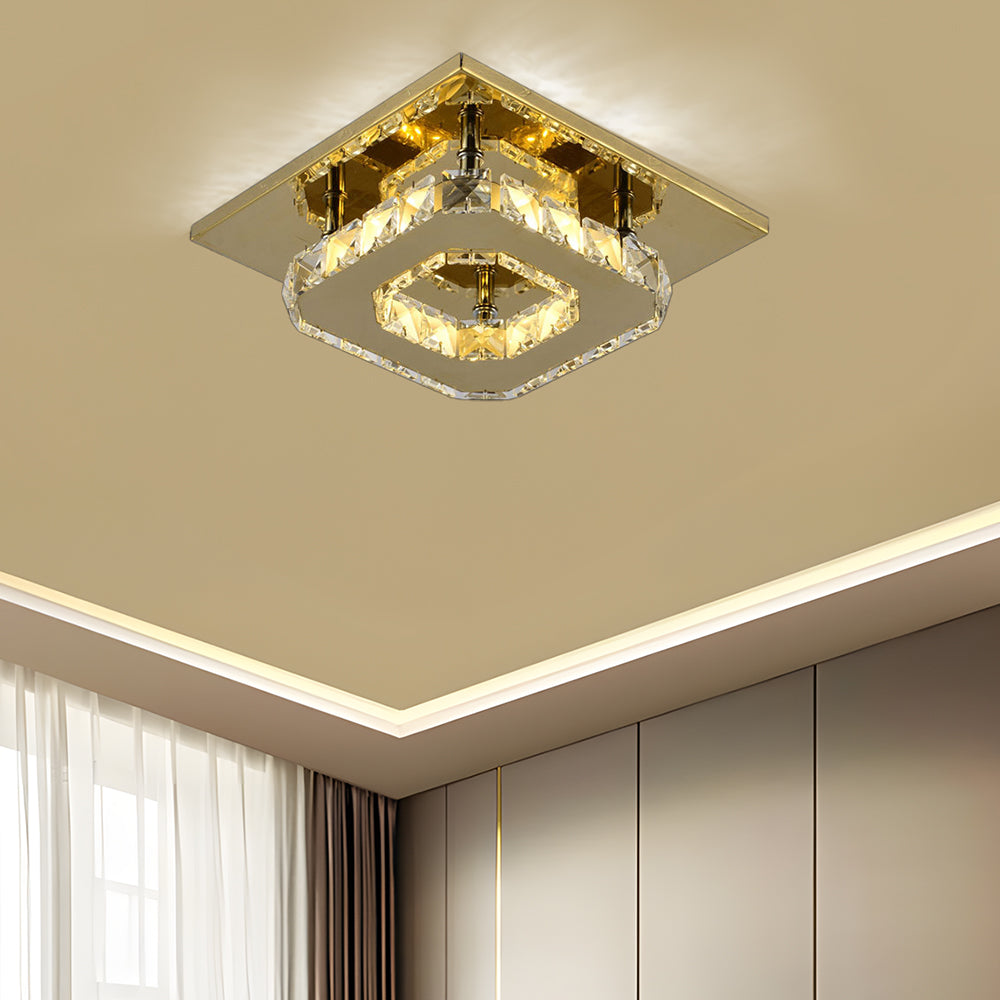 Transforma tu hogar con esta brillante y moderna lámpara de techo LED de cristal decorativo.