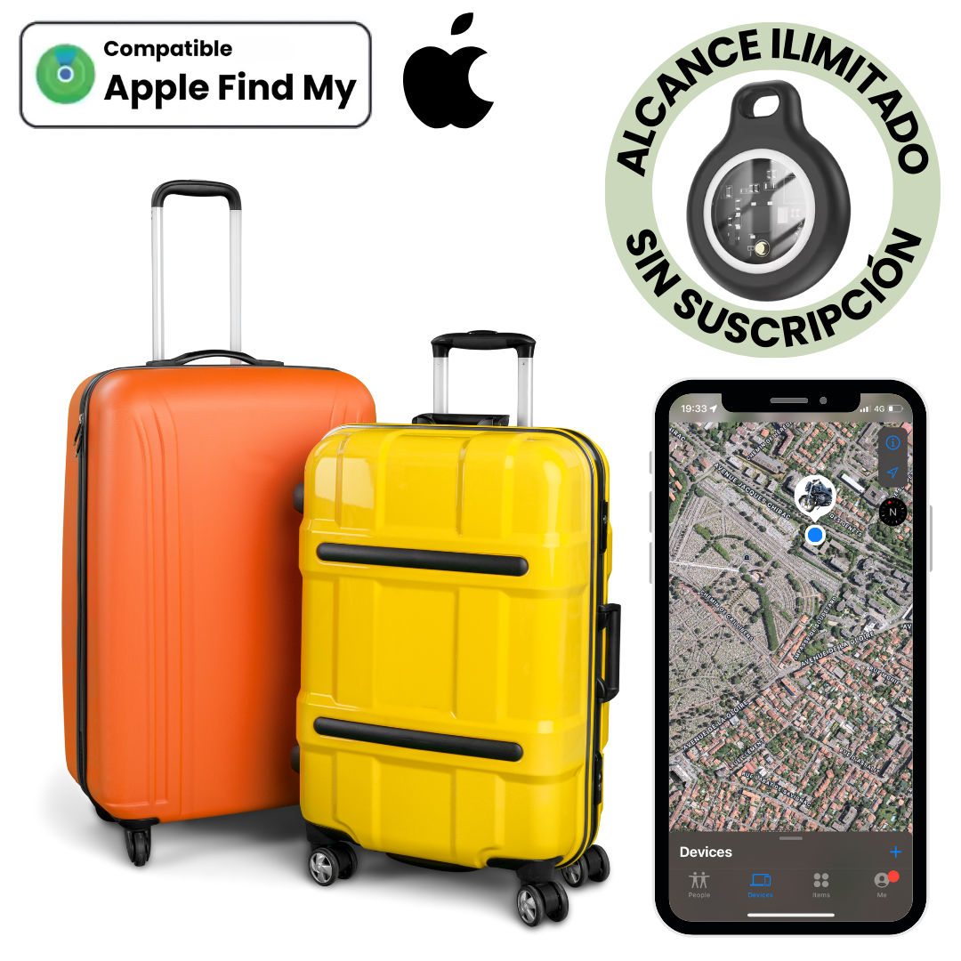 Localizador GPS compacto para maletas de viaje, compatible con iOS. Rastreador anti-pérdida para seguridad.