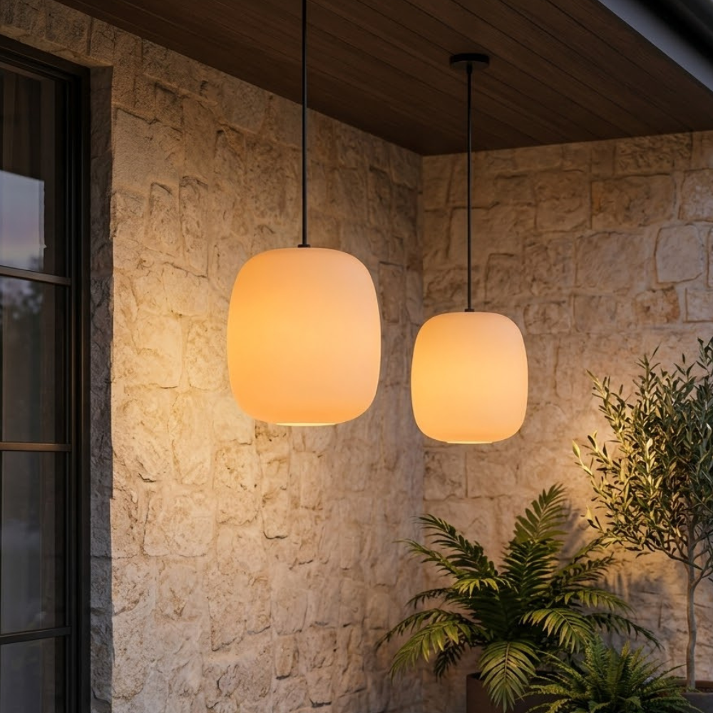 Lámpara exterior LED IP65 de diseño japonés minimalista, perfecta para terraza.