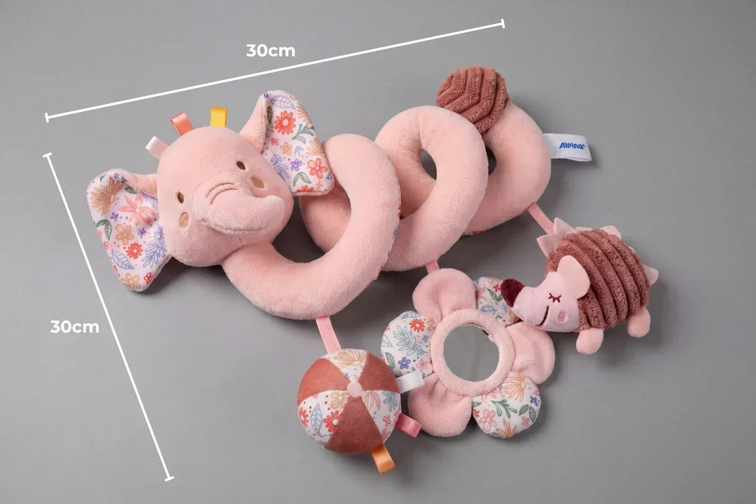 Colgante espiral sensorial para cuna que mantiene al bebé entretenido, estimula la vista y el tacto.