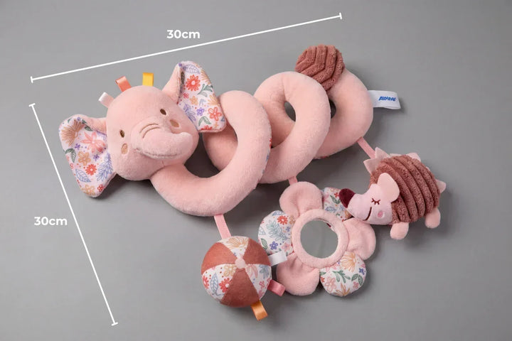 Colgante espiral sensorial para cuna que mantiene al bebé entretenido, estimula la vista y el tacto.