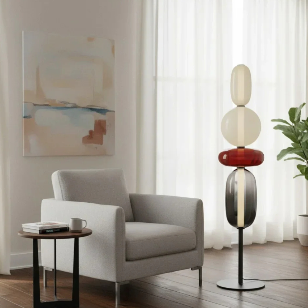 Lámpara de pie LED escultural Solenne, estilo contemporáneo para sala de estar. Elegancia.