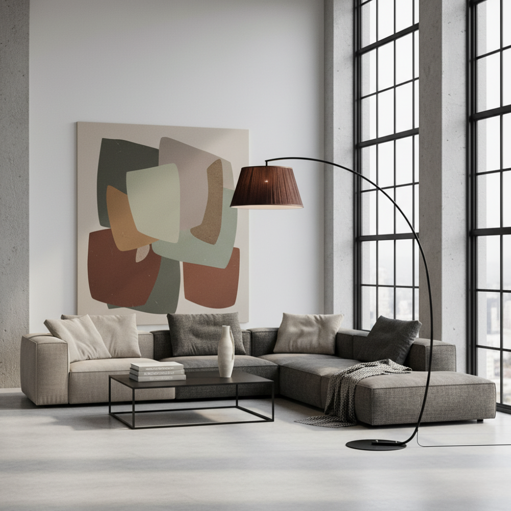Iluminación decorativa: lámpara de pie curvada E27 para un ambiente acogedor y moderno.
