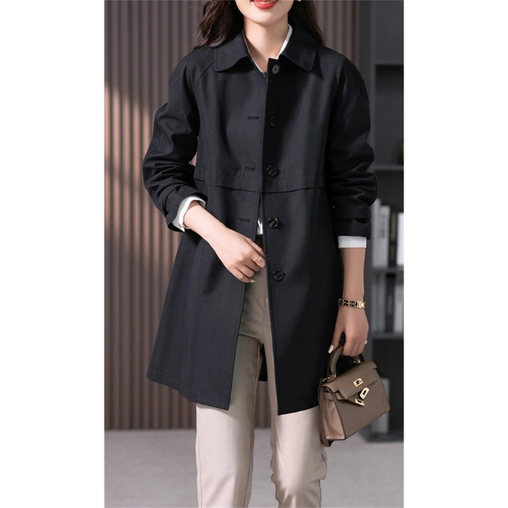 Estilo elegante: Abrigo clásico entallado NOBELLA. Ropa exterior de moda femenina para invierno.