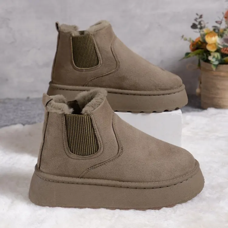 Botas de moda femenina para invierno, cálidas, antideslizantes, con punta redonda y confort.