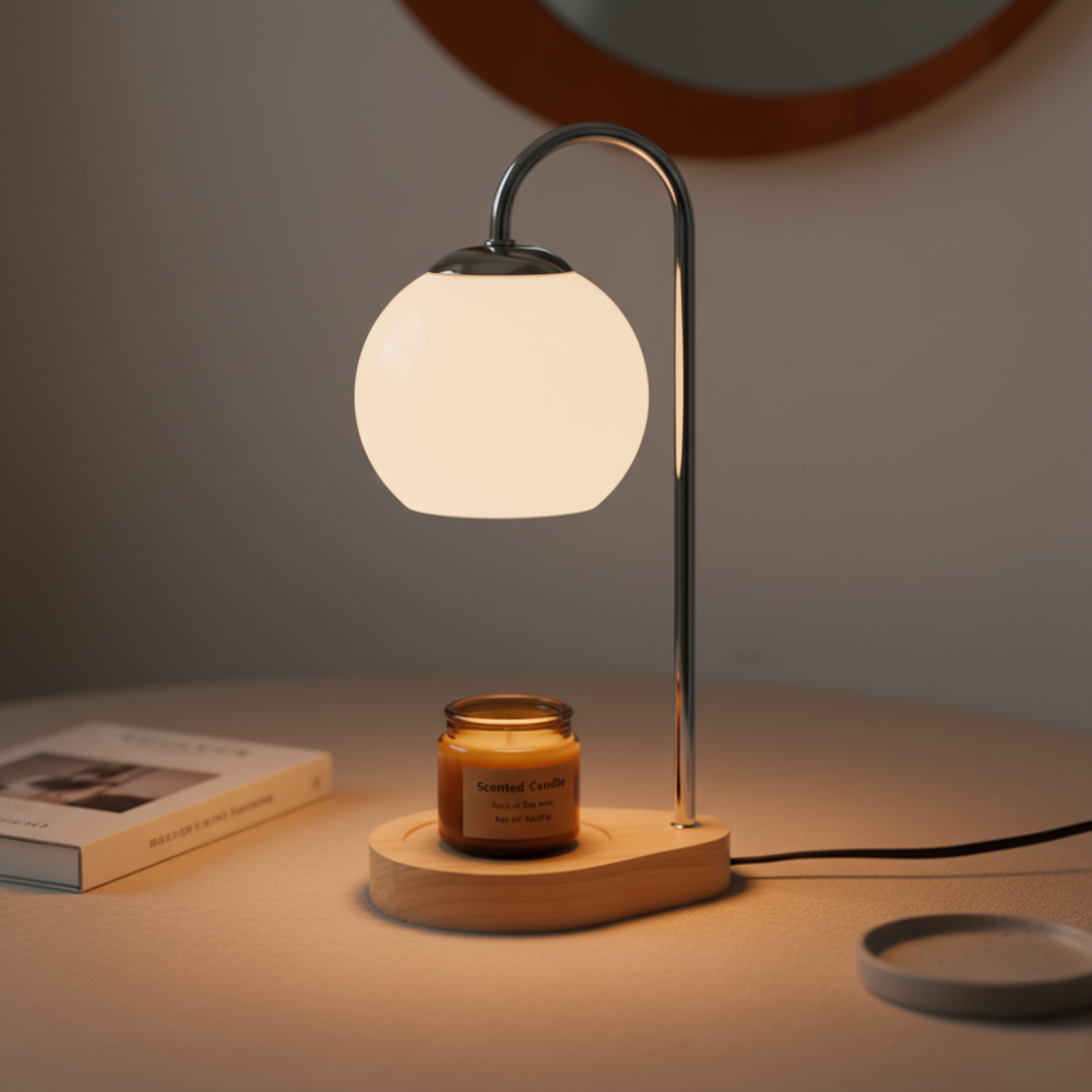 Lámpara de mesa calentadora de velas para crear un ambiente acogedor. Estilo nórdico, fragancia sin fuego.