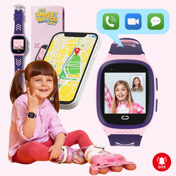 Reloj inteligente con pantalla de color, GPS y 4G para seguridad infantil y juegos.