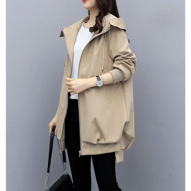 Gabardina con cremallera para mujer, diseño contemporáneo, tejido ligero. Estilo effortless.