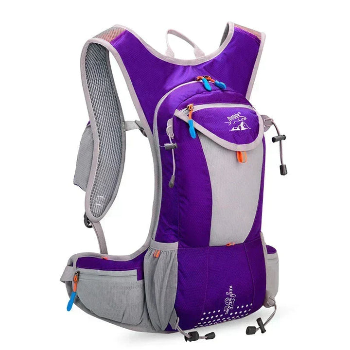 Mochila impermeable 2L para correr y ciclismo, diseño unisex y gran capacidad de hidratación.