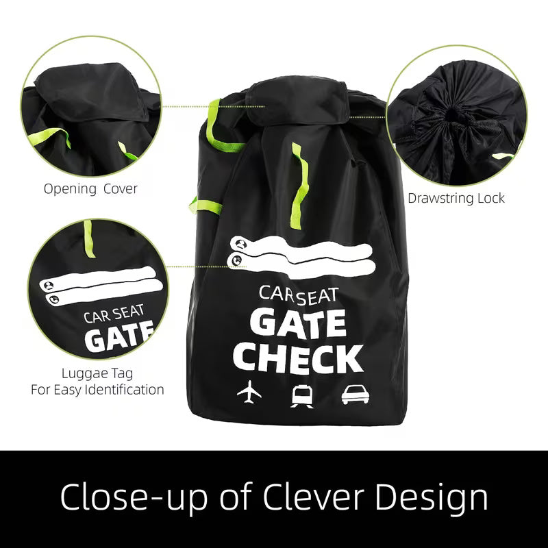 Mochila organizadora de viaje para silla de coche infantil, protege y facilita el transporte familiar sin esfuerzo.