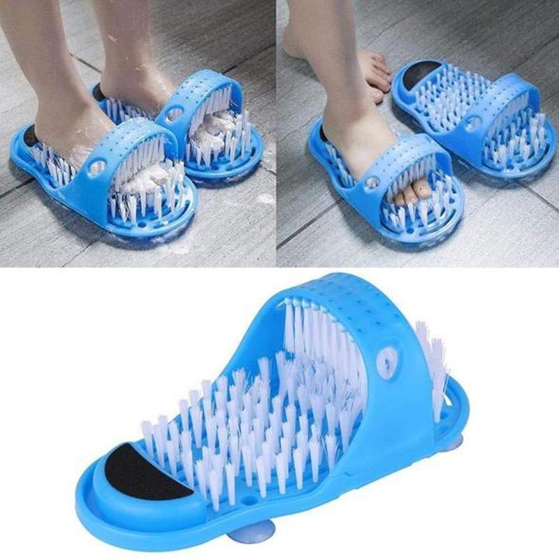 Cuidado de pies en la ducha. Zapatilla exfoliante y masajeador para limpieza profunda, relajación y bienestar podal.