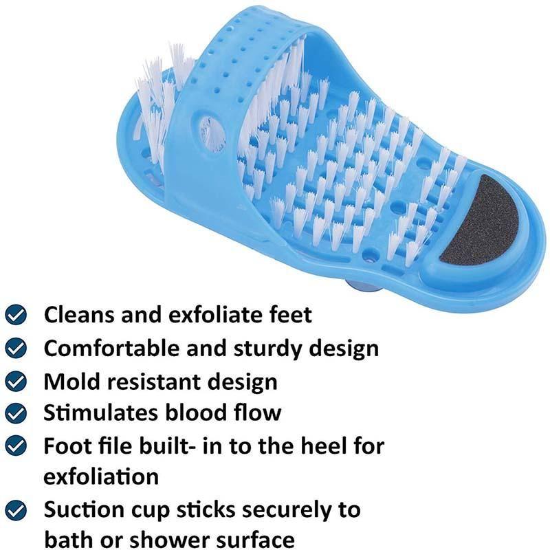 Limpiador de pies para ducha. Zapatilla masajeador y exfoliante para una pedicura completa y relajante en casa.
