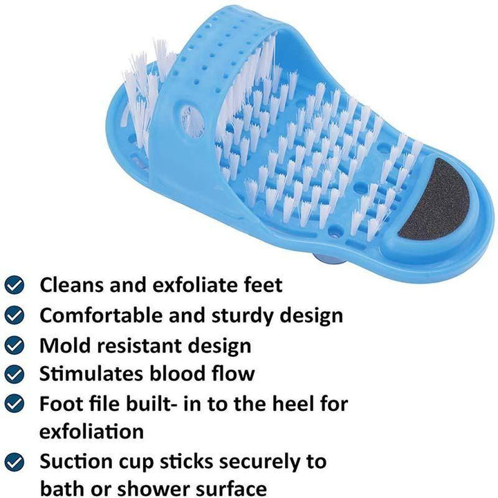 Limpiador de pies para ducha. Zapatilla masajeador y exfoliante para una pedicura completa y relajante en casa.