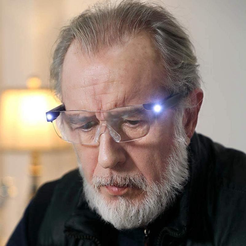 Gafas de lectura amplificadoras con LED para visión clara sin esfuerzo, ideales para presbicia y manualidades.