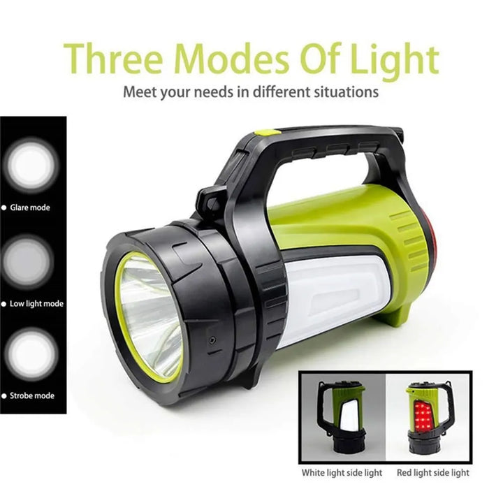 Linterna LED portátil de doble cara, luz potente y compacta para mochileros y situaciones de emergencia.