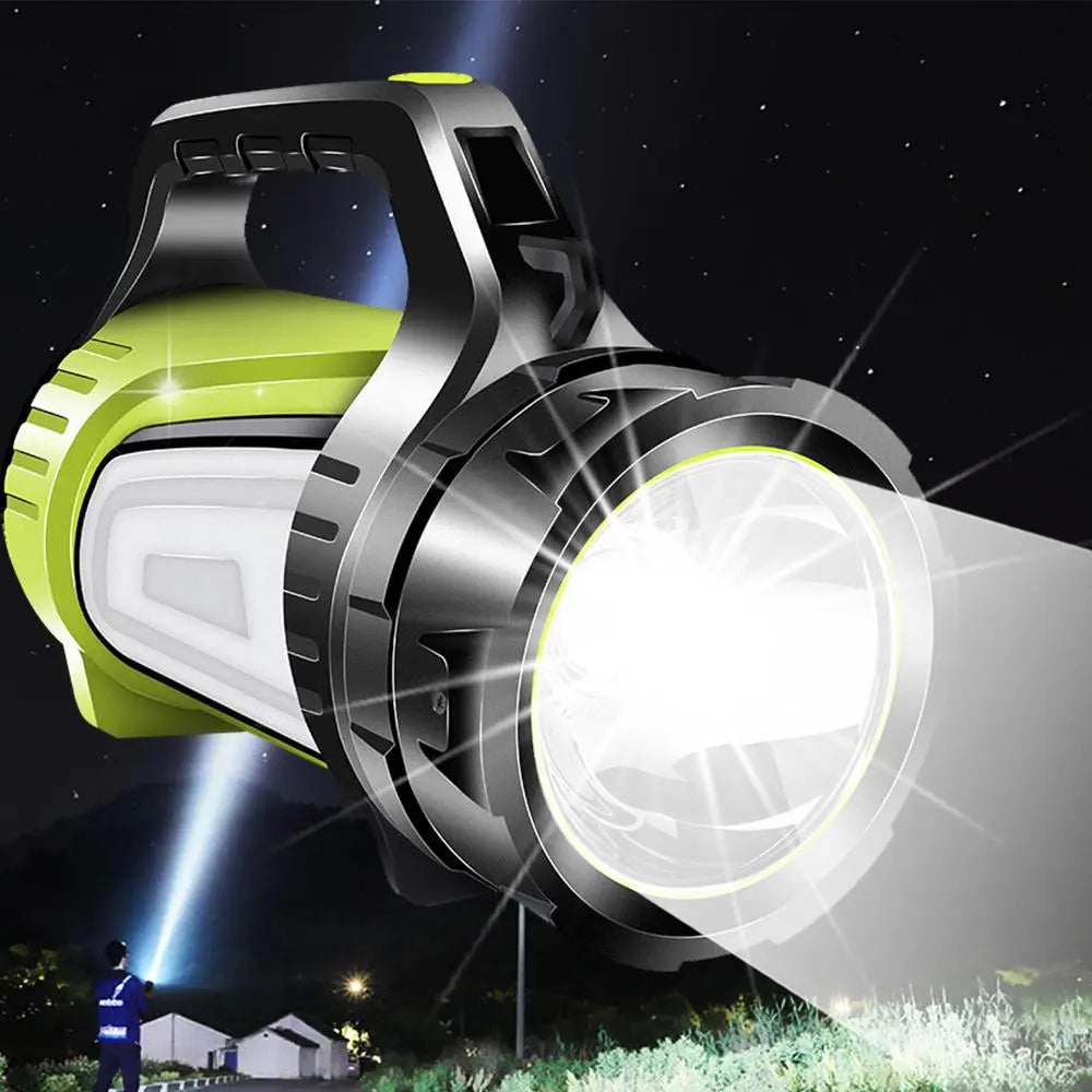 Ilumina con la linterna LED doble cara, luz potente e impermeable para trabajo y rescate.