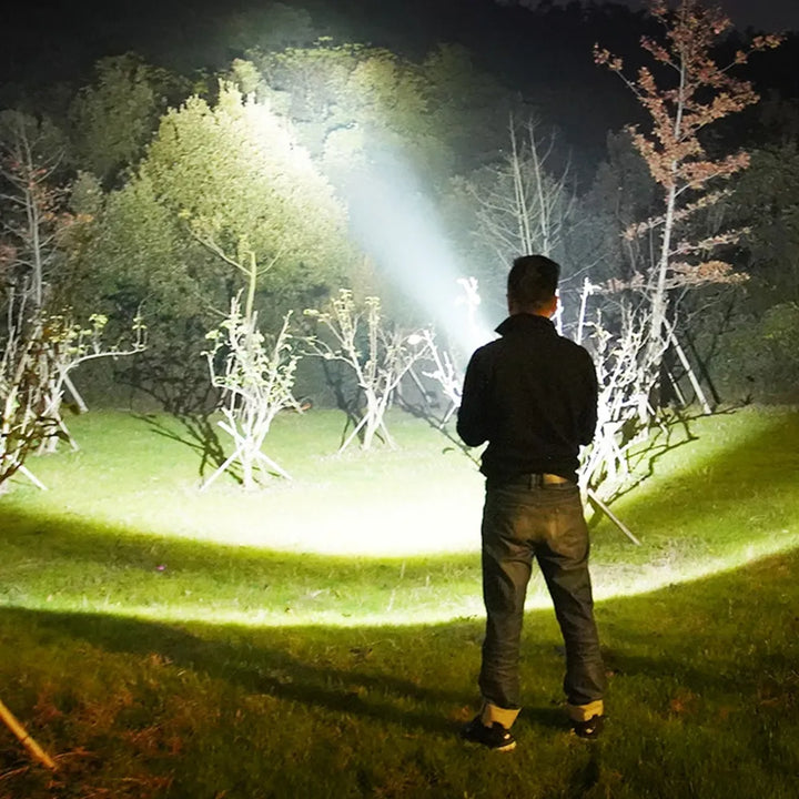Linterna LED potente, luz doble cara. Impermeable para emergencias, camping y trabajo exterior.