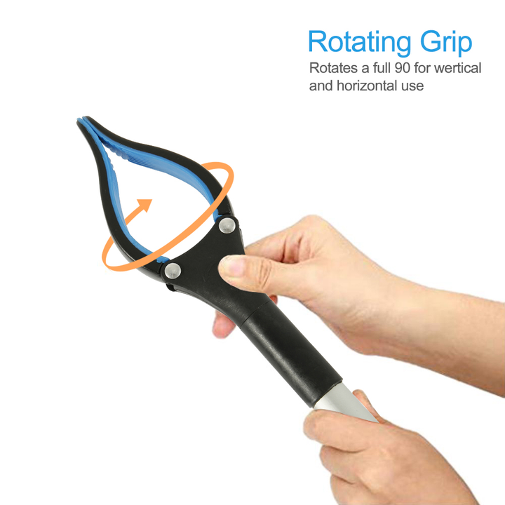 Pinza de alcance extendido, portátil y rotativa, ideal como ayuda de seguridad para el hogar o trabajo.