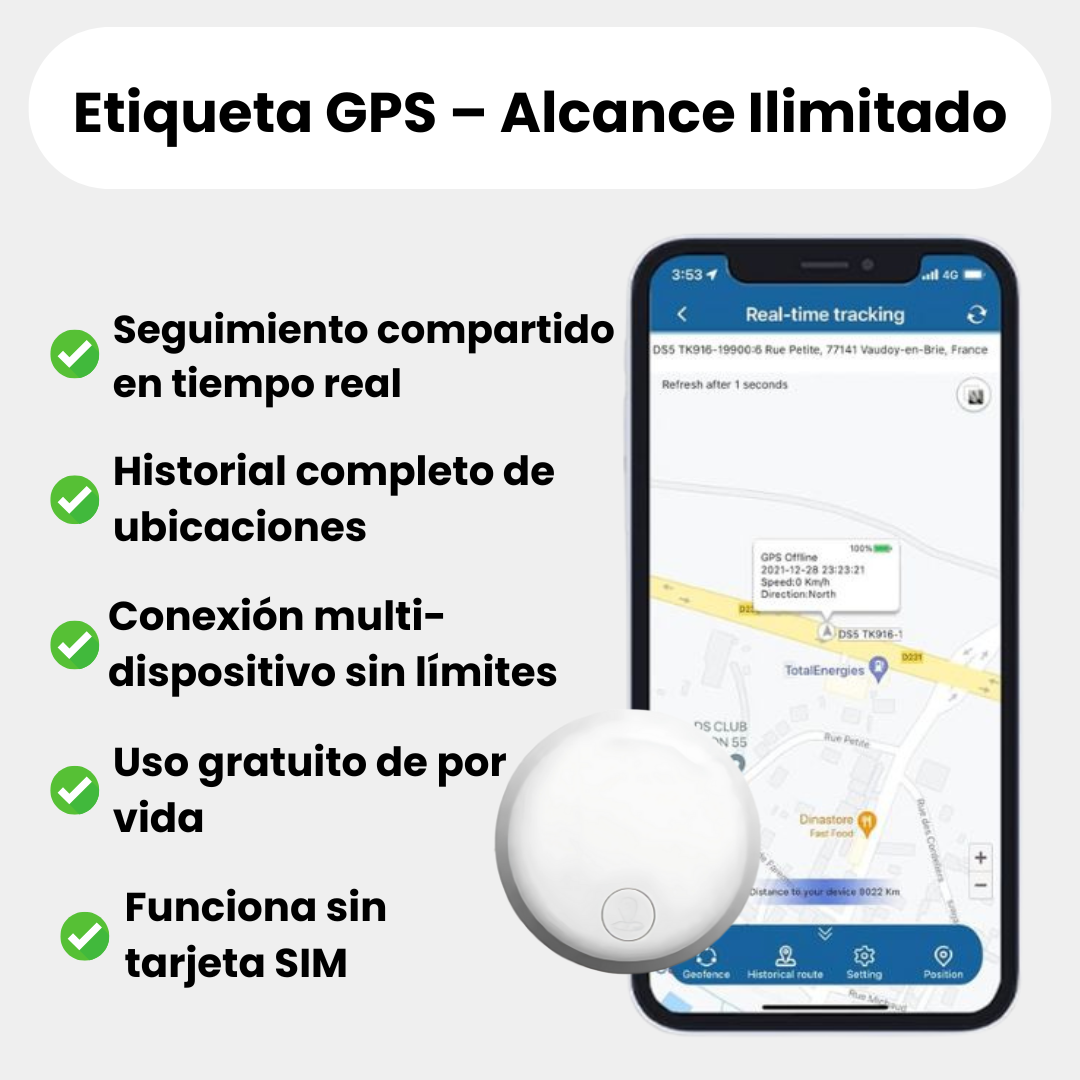 Rastreador GPS para mascotas sin cuotas mensuales. Seguridad y seguimiento con app gratuita iOS/Android.