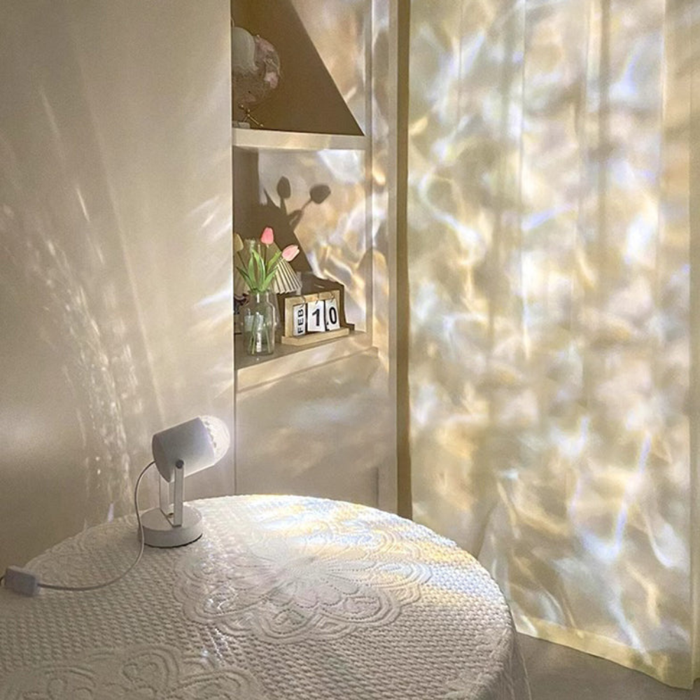 Lámpara de mesa moderna con luz RGB dinámica, ideal para sala de estar.