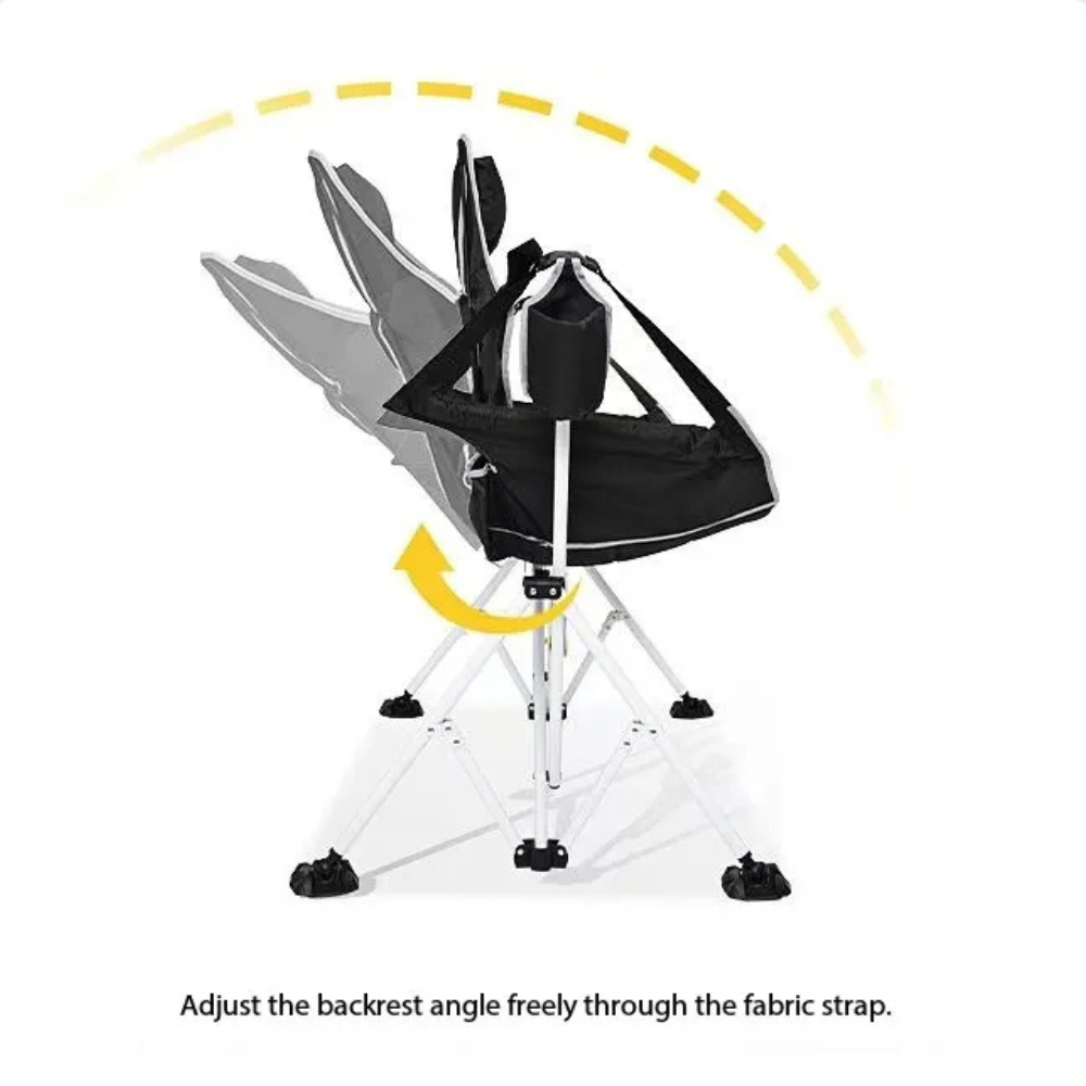 Silla de camping portátil, plegable y ligera. Fácil de almacenar para aventura o jardín.