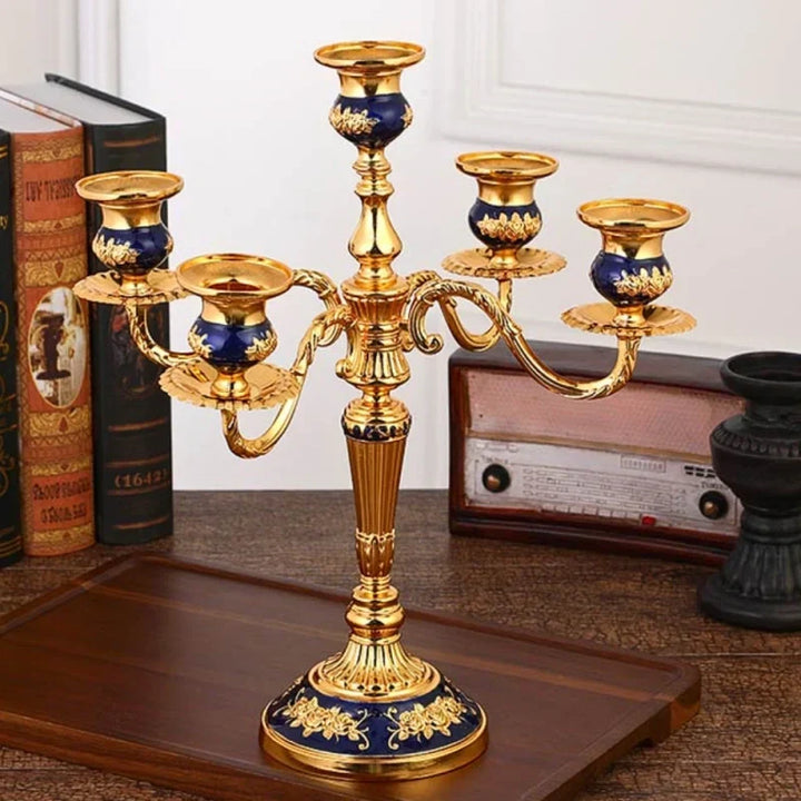 Lámpara de araña elegante para velas, estilo europeo, aleación metal dorado, decoración chic.