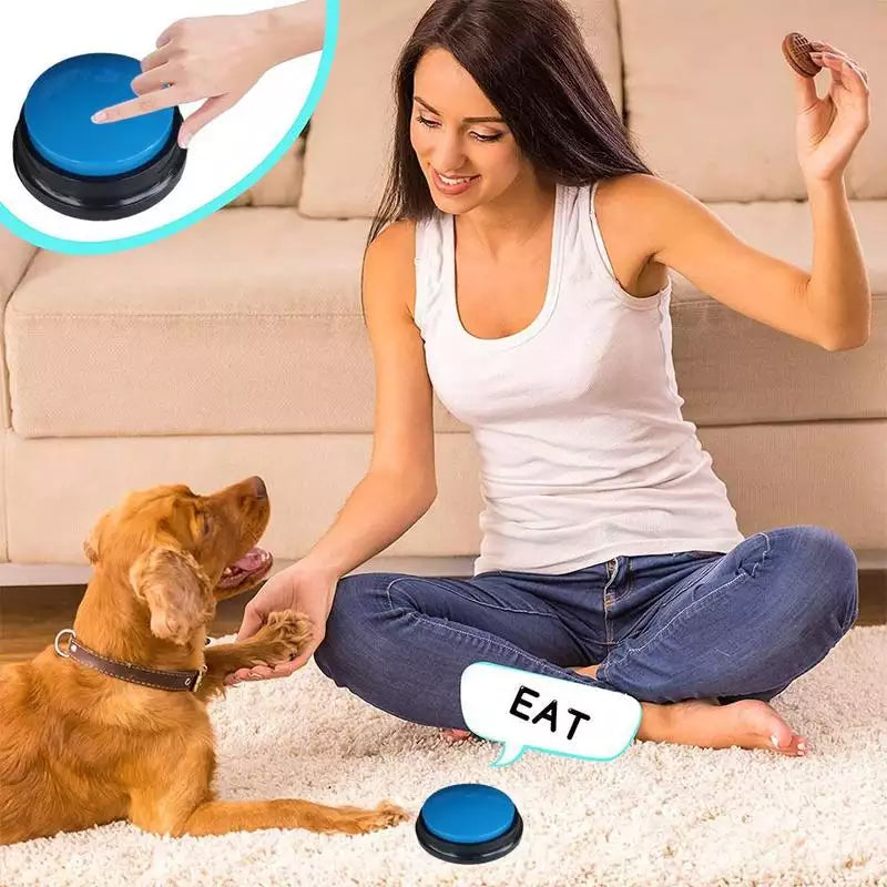Comunicación animal efectiva con botón interactivo de grabación de voz para mascotas.