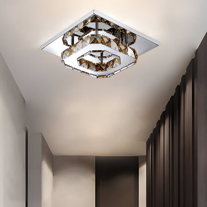 Lámpara de techo LED de cristal moderna, iluminación elegante y brillante para el hogar.