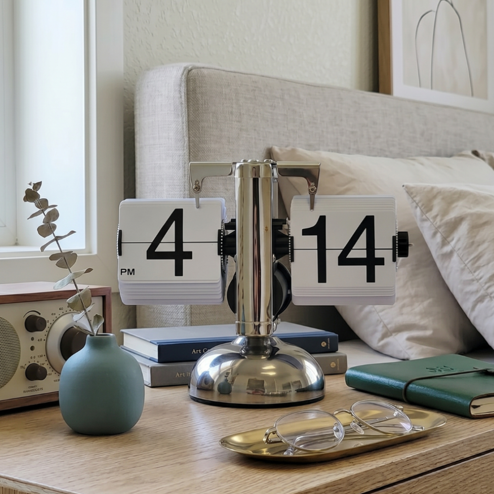 Regalo perfecto: Reloj de mesa elegante, retro moderno, para decoración de interiores del hogar.
