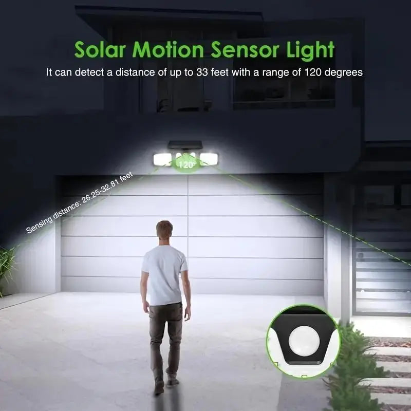 Foco LED solar para puerta principal, sensor de movimiento para seguridad y bienvenida a casa.