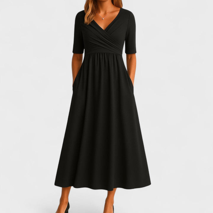 Vestido midi versátil para mujer, ideal para verano, eventos casuales o fiestas. Moda femenina y cómoda.