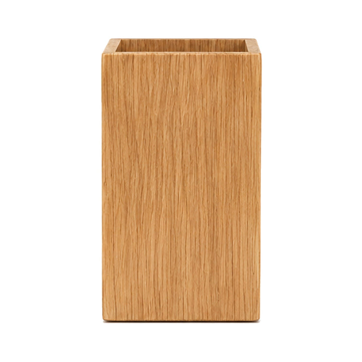 Accesorio de escritorio cuadrado, portalápices de madera de roble para almacenamiento y orden.