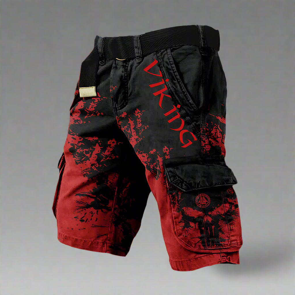 Pantalones cortos cargo vikingos de hombre, ideales para un look casual de verano, cómodos y listos para la aventura.