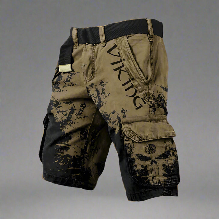 Pantalones cortos cargo vikingos para hombre, confeccionados para durabilidad, comodidad y estilo en aventuras de verano.