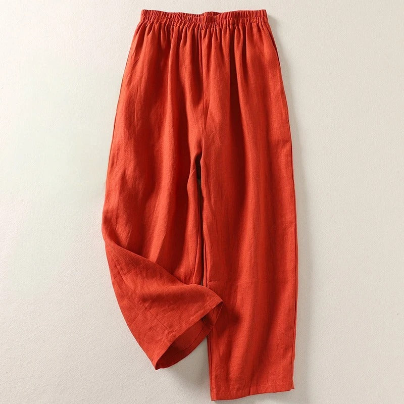 Pantalón fluido de mujer para verano Celia. Ropa fresca y transpirable, estilo casual de algodón y lino.