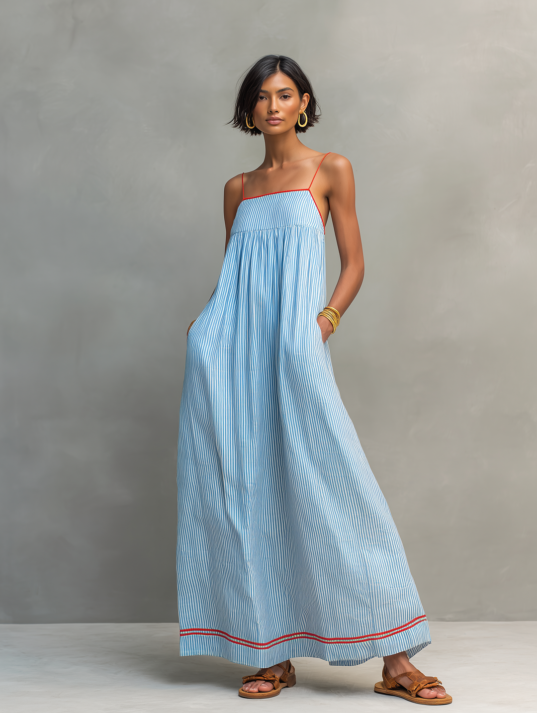 Vestido maxi de rayas para mujer. Estilo fresco y veraniego, perfecto para el verano casual.