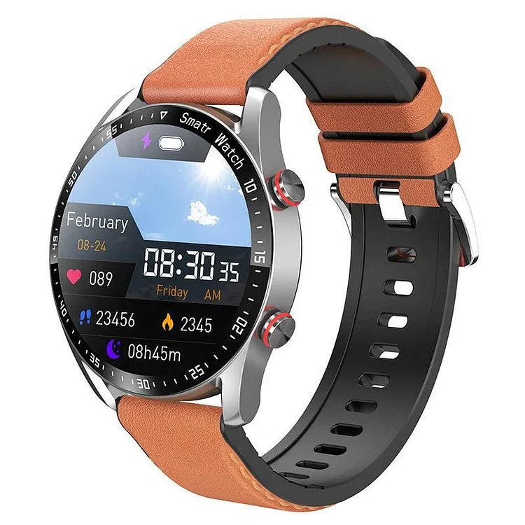 Smartwatch todo en uno: monitor de glucosa no invasivo, presión arterial, oxígeno, ritmo cardíaco. Bienestar total.