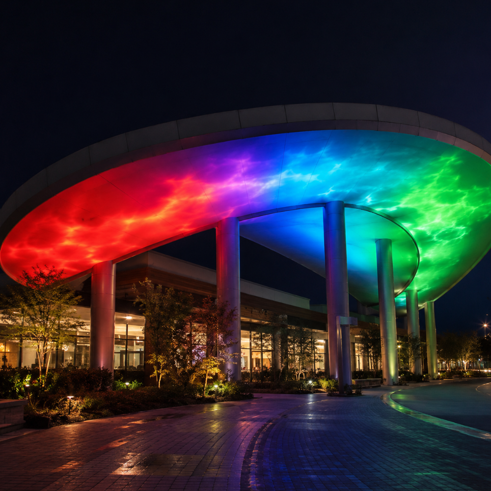 Iluminación de jardín LED RGB dinámica. Luz de pared exterior impermeable IP65, efecto ola.