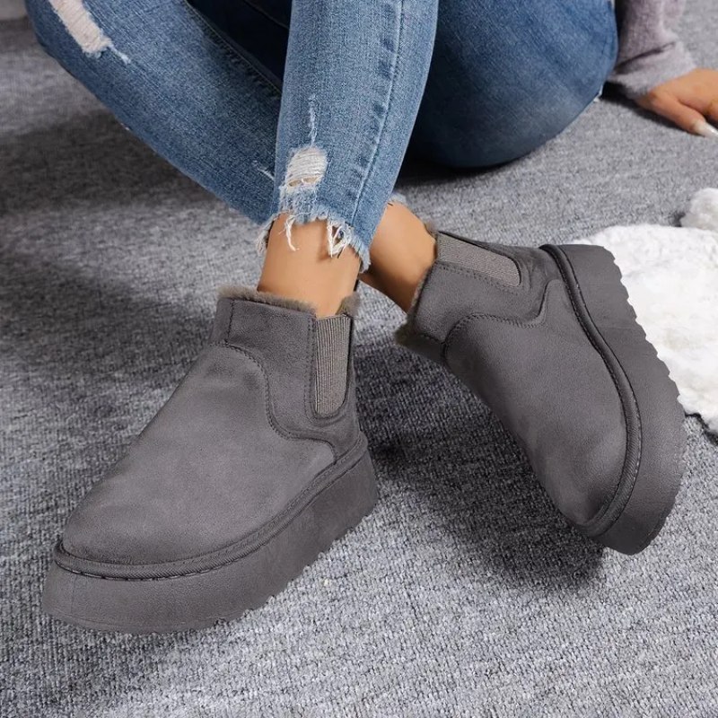 Botas de invierno mujer, cómodas, punta redonda, forradas para calidez, perfectas para otoño.