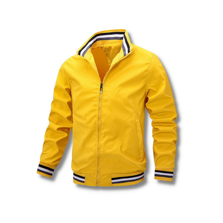 Chaqueta de hombre con cremallera y paneles en contraste, un toque elegante para tu ropa exterior de invierno.