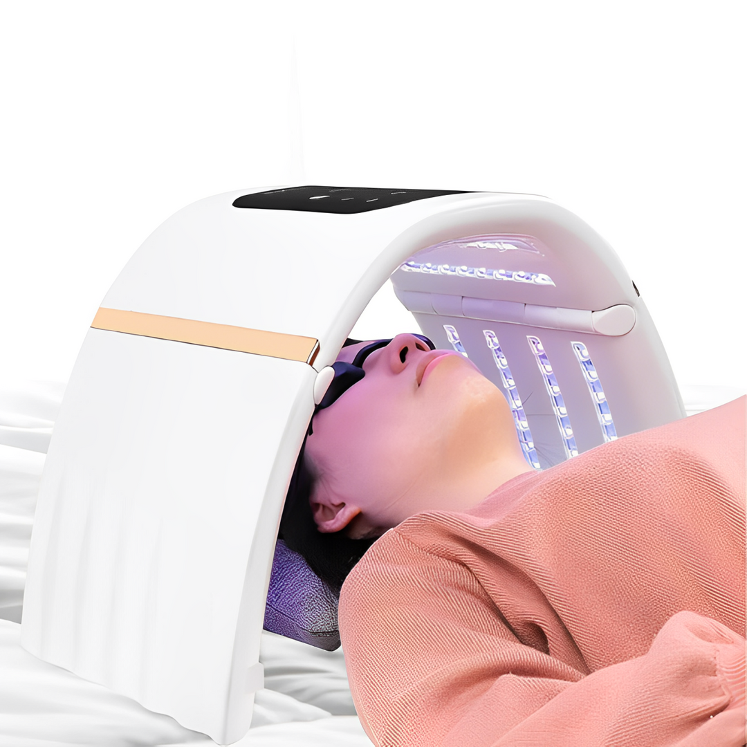 Aparato fototerapia LED 7 colores para piel radiante, firme, sin manchas ni arrugas.