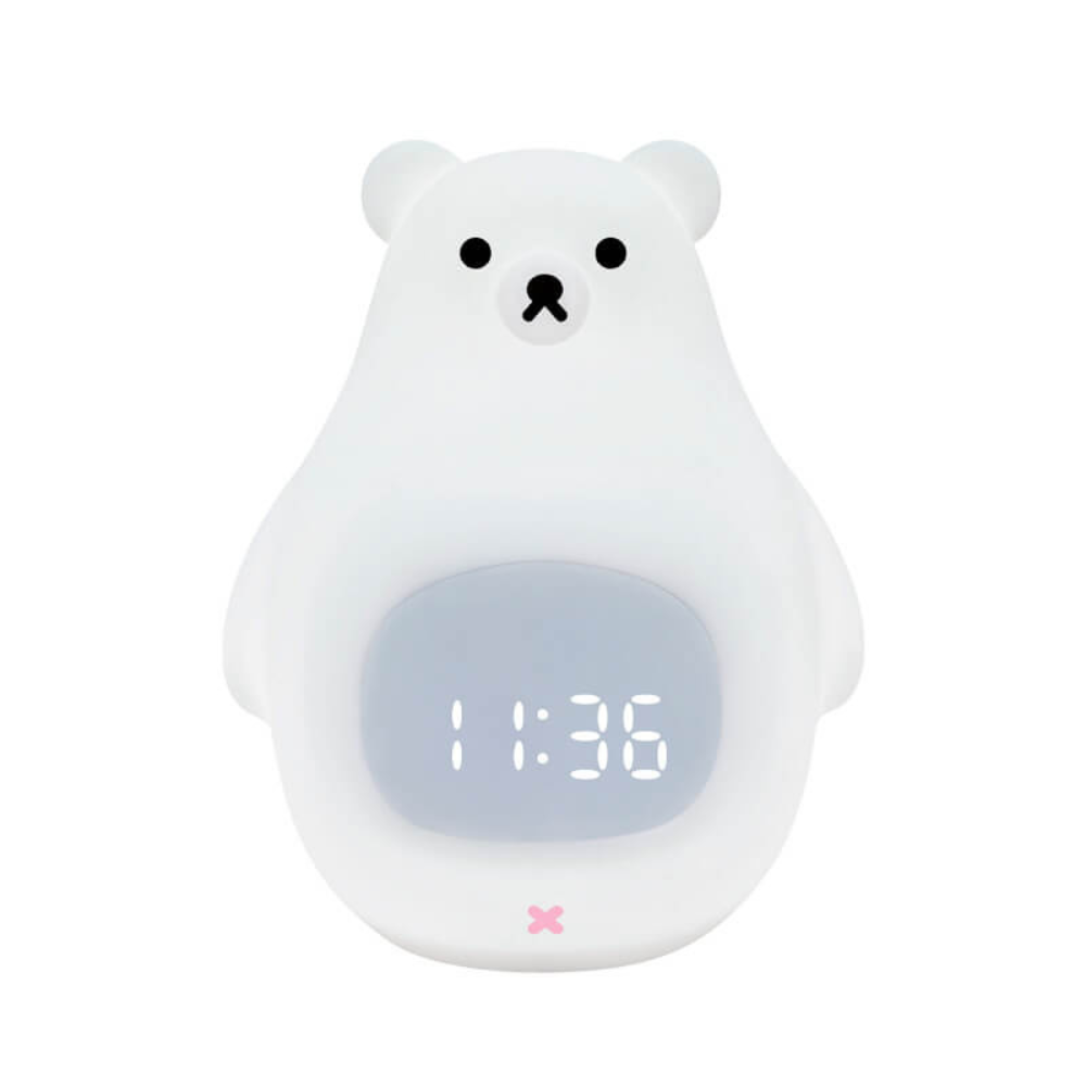 Oso polar: reloj despertador LED con luz nocturna, USB, decoración infantil para un hogar acogedor.