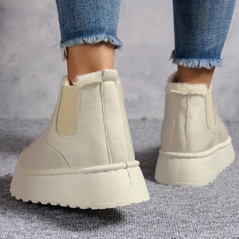 Botas antideslizantes para mujer, cálidas, duraderas, con punta redonda para el invierno.