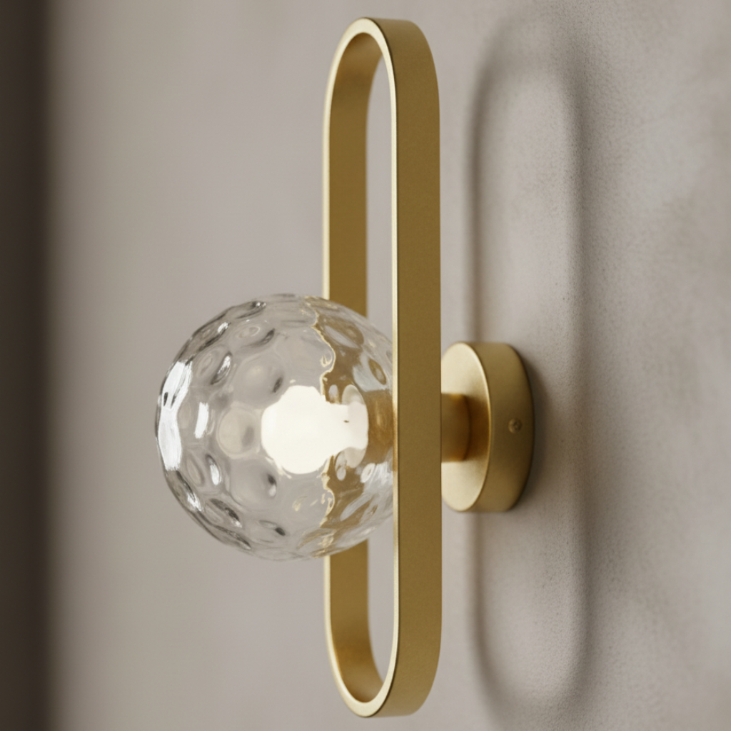 Aplique de pared LED de vidrio. Iluminación interior con diseño elegante y contemporáneo.