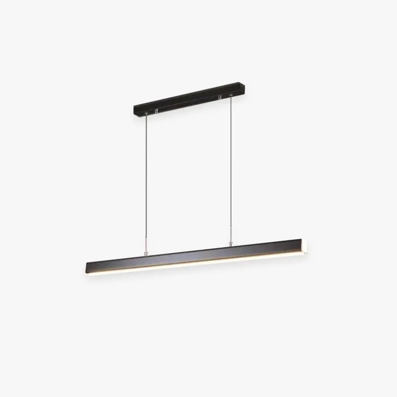 Lámpara colgante LED lineal Nexis moderna negra y marrón. Iluminación para comedor o sala de estar.