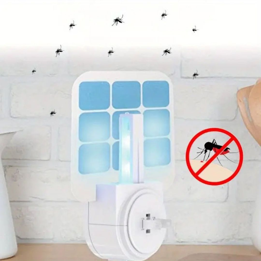 Trampa mosquitos enchufable con luz UV, eficaz eliminador eléctrico para interiores.