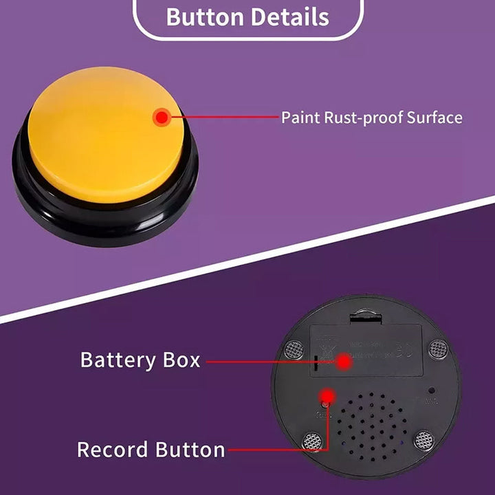 Adiestra a tu perro con un botón de voz grabable. Juguete interactivo ABS para enseñanza.